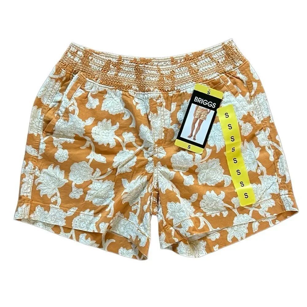 NEW Briggs Orange And White Pull On Shorts